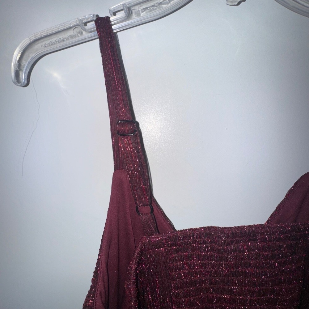Torrid | new w/tags| tea length spaghetti strap burgundy dress | size 10 - Picture 14 of 15